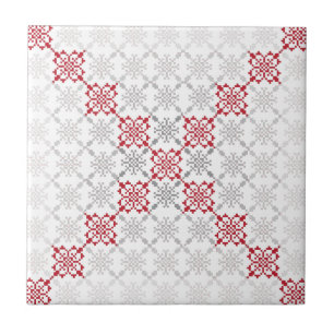 Traditional Latvian SUN sign geometric pattern II Ceramic Tile