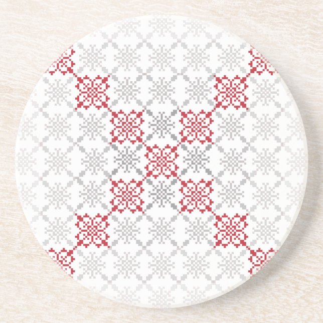 Traditional Latvian SUN sign geometric pattern II Coaster (Front)