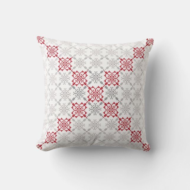 Traditional Latvian SUN sign geometric pattern II Cushion (Front)