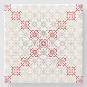 Traditional Latvian SUN sign geometric pattern II Stone Coaster