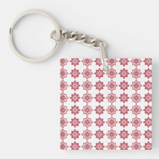 Traditional Latvian SUN sign geometric pattern IV Key Ring (Front)