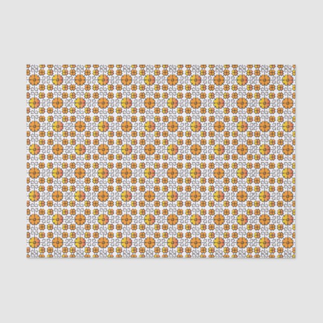 Traditional Latvian SUN sign geometric pattern V Tissue Paper (Front)
