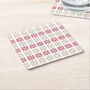 Traditional Latvian SUN sign geometric pattern VI Square Paper Coaster