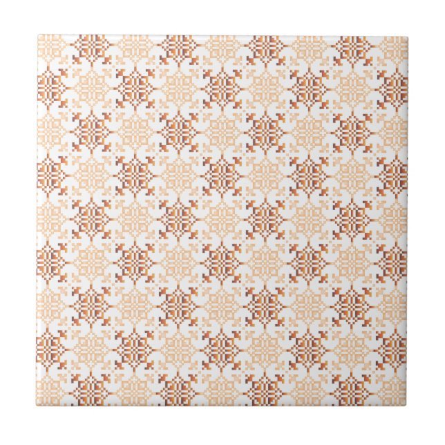 Traditional Latvian SUN sign geometric pattern VII Ceramic Tile (Front)