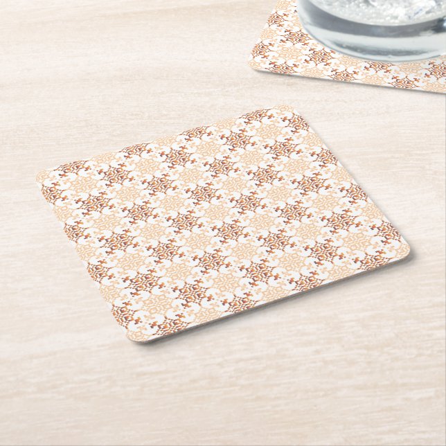 Traditional Latvian SUN sign geometric pattern VII Square Paper Coaster (Angled)