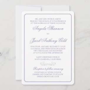Traditional Lavender and White Wedding Invitation