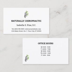 Traditional Layout with Office Hours Chiropractic Business Card