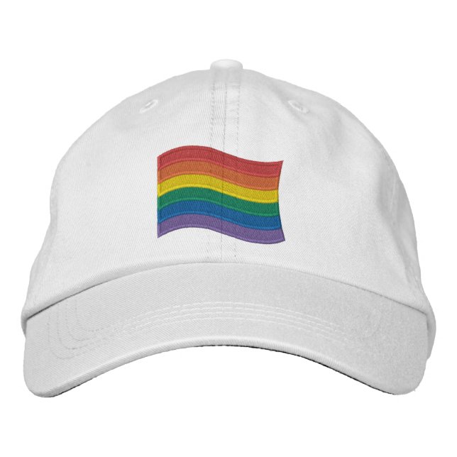 Traditional LGBTQ+ Pride Flag Embroidered Baseball Embroidered Hat (Front)