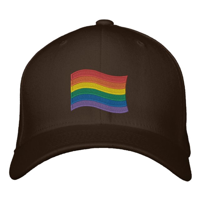 Traditional LGBTQ+ Pride Flag Embroidered Baseball Hat (Front)