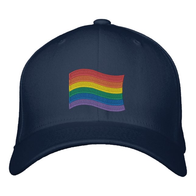 Traditional LGBTQ+ Pride Flag Embroidered Baseball Hat (Front)