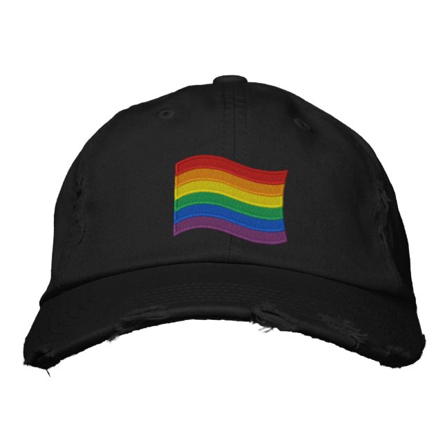Traditional LGBTQ+ Pride Flag Embroidered Hat (Front)