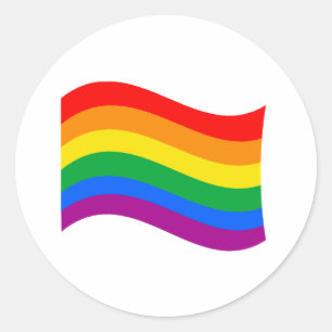 Traditional LGBTQ+ Pride Flag Wavy Classic Round Sticker