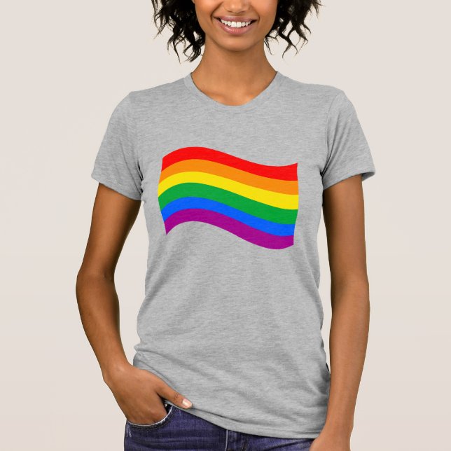 Traditional LGBTQ+ Pride Flag Wavy T-Shirt (Front)