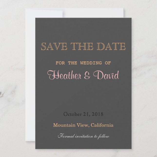 Traditional Linen Save the Date Wedding Invitation (Front)