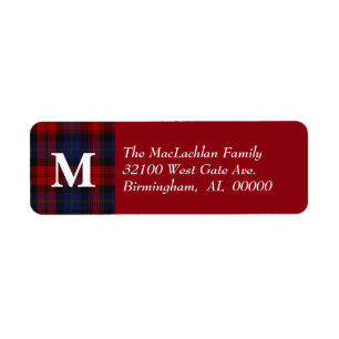 Traditional MacLachlan Tartan Plaid Monogram Return Address Label