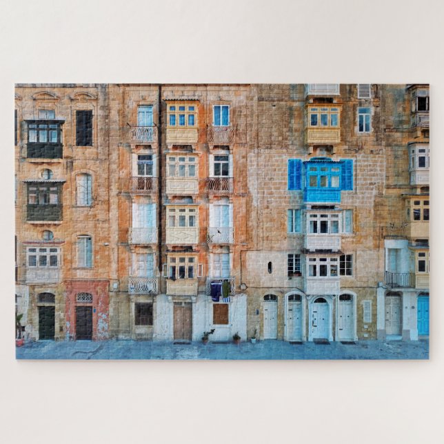 Traditional Maltese Balconies Valletta Malta Jigsaw Puzzle (Horizontal)