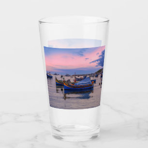Traditional Maltese boats in Marsaxlokk Glass