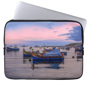 Traditional Maltese boats in Marsaxlokk Laptop Sleeve