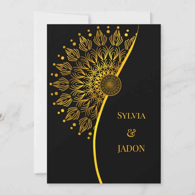 Traditional mandala classic elegant luxury wedding invitation (Front)