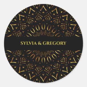 Traditional mandala classic elegant luxury wedding round sticker
