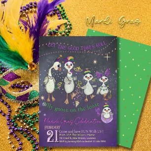 Traditional Mardi Gras symbolism with a goose Invitation