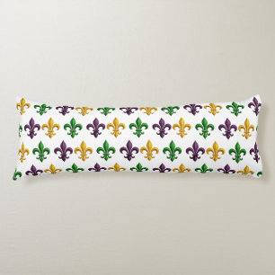 Traditional Mari Gras colored Fleur de Lis pattern Body Cushion