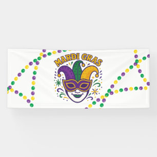 Traditional Mari Gras colored mask Banner