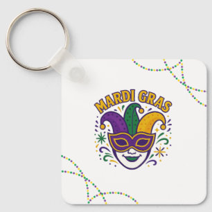 Traditional Mari Gras colored mask Key Ring