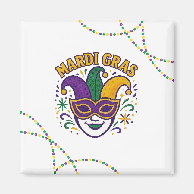 Traditional Mari Gras colored mask Magnet (Front)