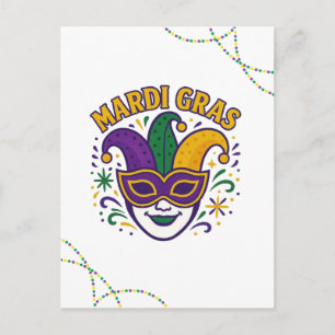 Traditional Mari Gras colored mask Postcard