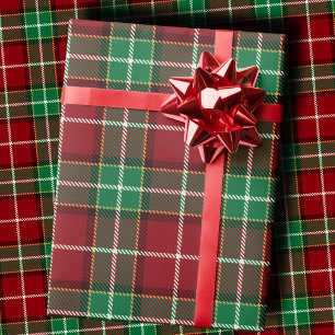 Traditional Maroon and Emerald Green Tartan Plaid Wrapping Paper