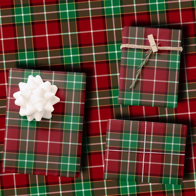 Traditional Maroon and Emerald Green Tartan Plaid Wrapping Paper Sheet (Creator Uploaded)