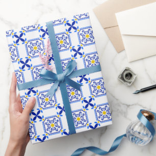 Traditional Mediterranean Portuguese Azulejo Wrapping Paper