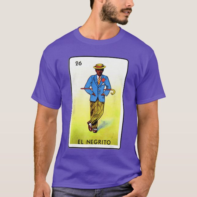 Traditional Meican Card Game N26 El negrito retro T-Shirt (Front)