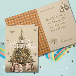 Traditional Merry Christmas Antique Warm Gold Card