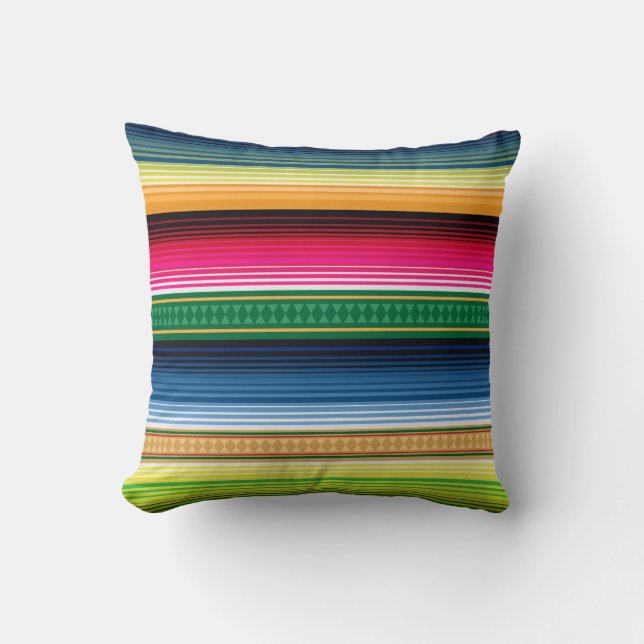 Traditional Mexican Blanket Serape Cushion (Front)