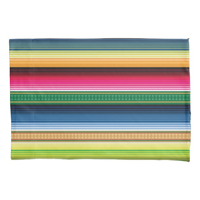 Traditional Mexican Blanket Serape Pillowcase (Front)