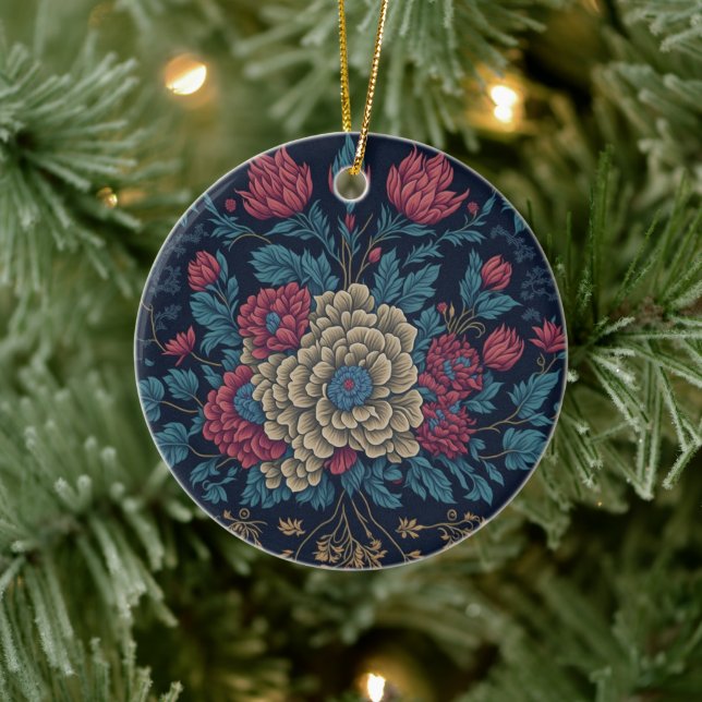 Traditional Mexican Embroidery Pattern Ceramic Ornament (Tree)