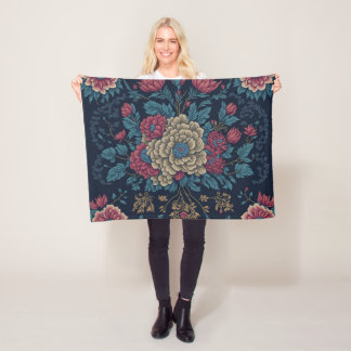 Traditional Mexican Embroidery Pattern Fleece Blanket