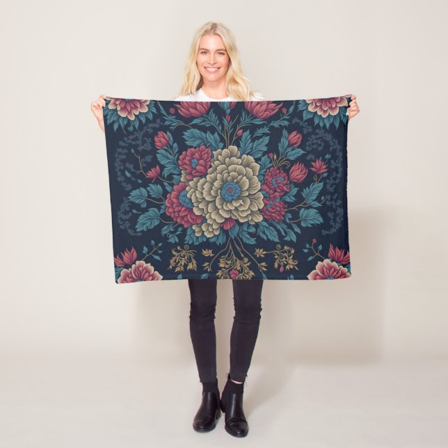 Traditional Mexican Embroidery Pattern Fleece Blanket (In Situ)