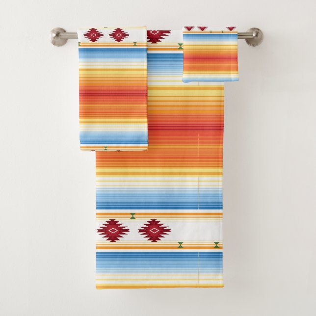 Traditional Mexican Serape Blanket Bath Towel Set (Insitu)