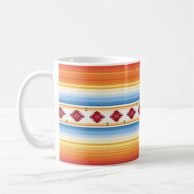 Traditional Mexican Serape Blanket Pattern Coffee Mug (Left)