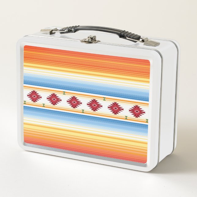 Traditional Mexican Serape Blanket Pattern Metal Lunch Box (Front)