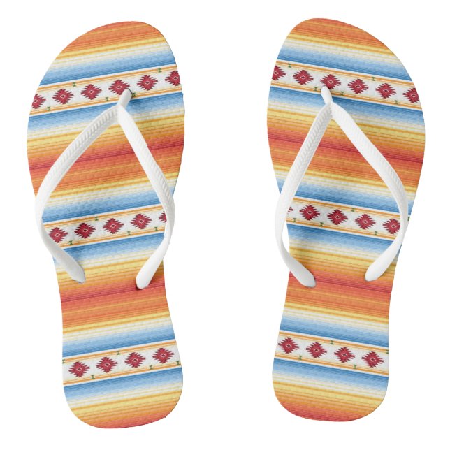 Traditional Mexican Serape Blanket Pattern Thongs (Footbed)