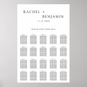 Traditional Minimalist Simple Wedding Black White Poster