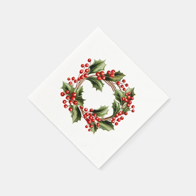 Traditional Mistletoe: Christmas Snowflake Napkins (Corner)