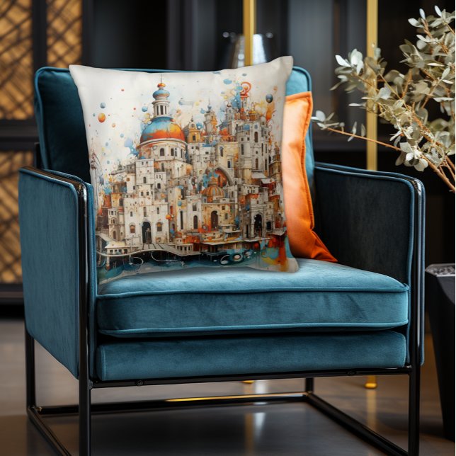 Traditional Modern Italian Abstract Architecture  Cushion (Abstract Italian European Architecture Pillow
A blend of traditional and modern Flair!)