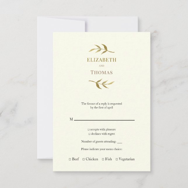 Traditional modern wedding rsvp card  (Front)