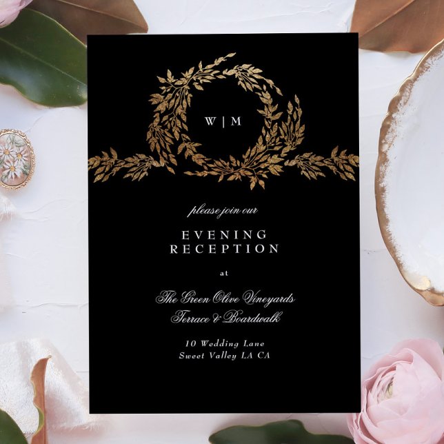 Traditional Monogram Black Crest Classic Wedding Enclosure Card (Creator Uploaded)