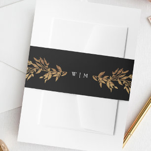 Traditional Monogram Black Crest Classic Wedding Invitation Belly Band